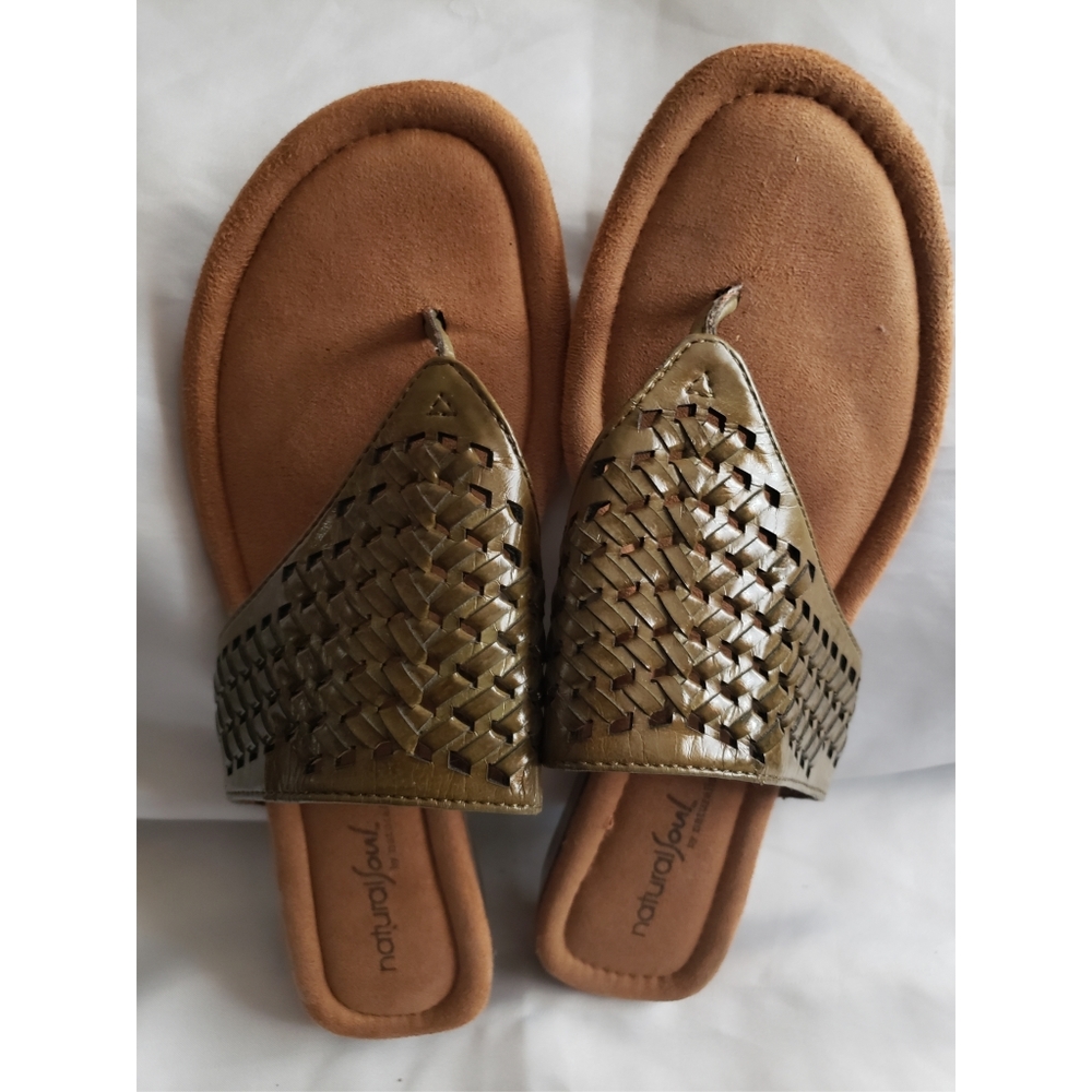Olive Green Natural Soul wedged sandals by Naturalizer
